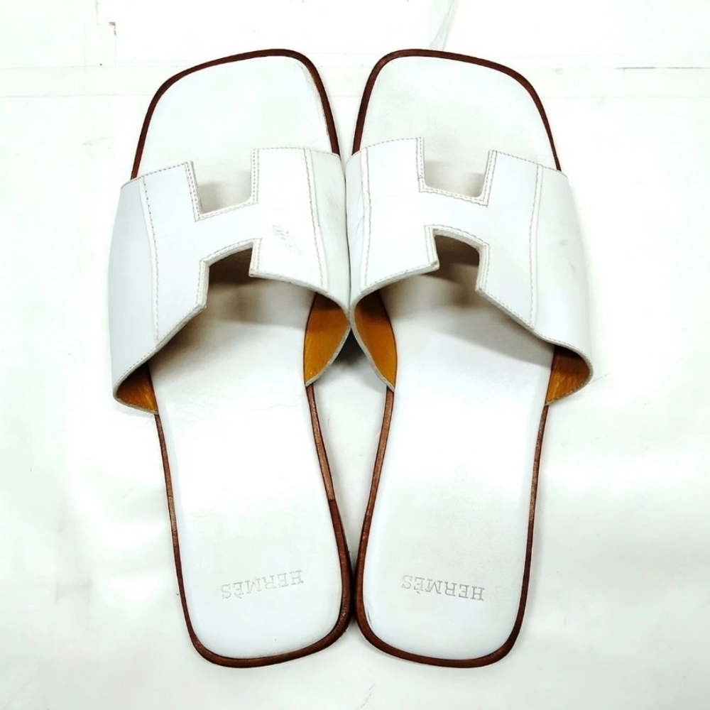 Hermes White Slide Sandals - Picture 5 of 14